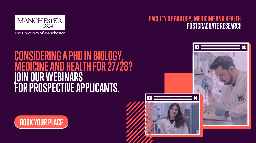 Join the Faculty of Biology, Medicine and Health Postgraduate Research Webinars